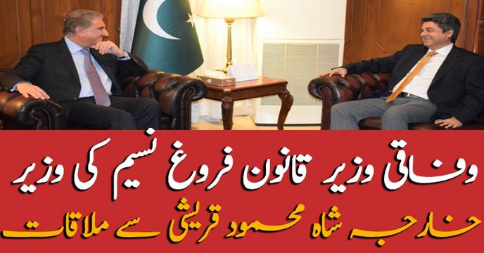 Federal Minister for Law Farogh Naseem meets FM Shah Mehmood Qureshi