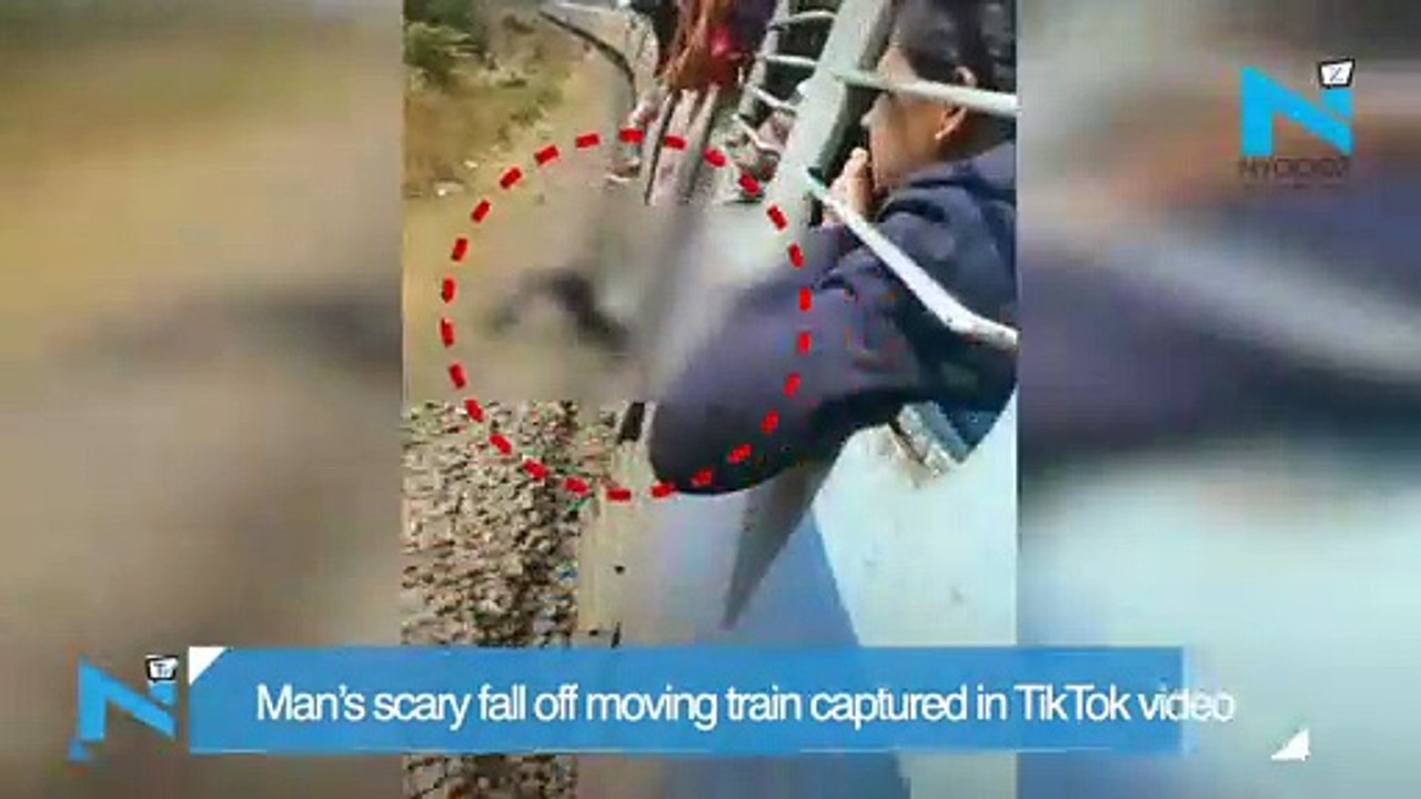Man’s scary fall off moving train captured in TikTok video