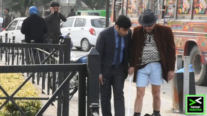 Pant falling down prank in public