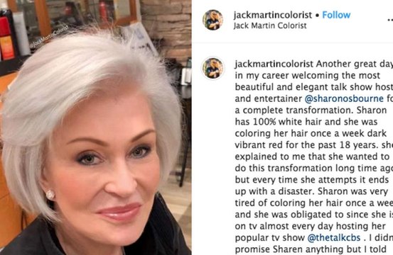 Sharon Osbourne dyes hair platinum blonde