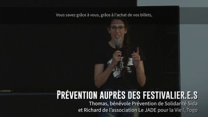 Thomas de Solidarité Sida et Richard du Jade pour la Vie ! / Prévention auprès des festivalier.e.s