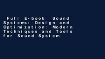 Full E-book  Sound Systems: Design and Optimization: Modern Techniques and Tools for Sound System