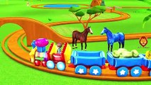 Learn Colors With Animal - Inflatable Toy Train Feeding Farm Animals For Children