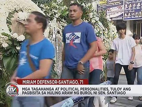 Mga tagahanga at political personalities, tuloy ang pagbisita sa huling araw ng burol ni Sen. Santia
