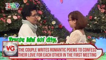 The couple writes romantic poems to confess their love for each other in the first meeting