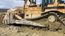 Cat D8T Bulldozer Pushing Huge Rocks - Labrianidis SA