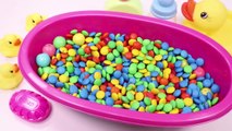 Learn Colors Baby Doll Bath Time MandMs Chocolate and Surprise Toys Play