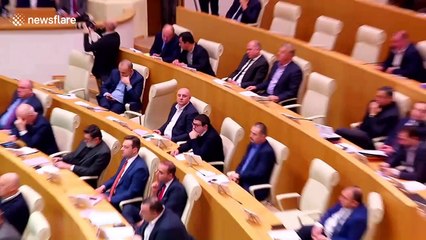 Soviet Union anthem played as Georgian politician gives speech at parliament