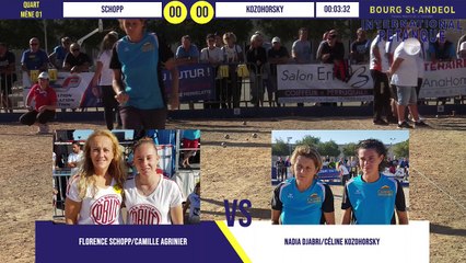 Quart féminin SCHOPP vs KOZOHORSKY : National doublette féminin à pétanque de Bourg-Saint-Andéol septembre 2019