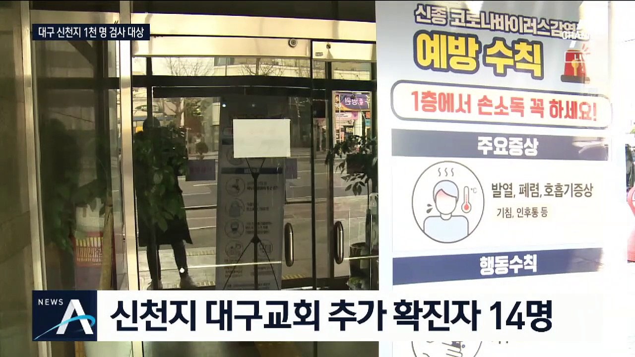 대구 신천지 교회서만 15명 확진…1천 여 명 검사 대상
