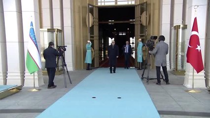 Cumhurbaşkanı Erdoğan, Özbekistan Cumhurbaşkanı Mirziyoyev'i resmi törenle karşıladı