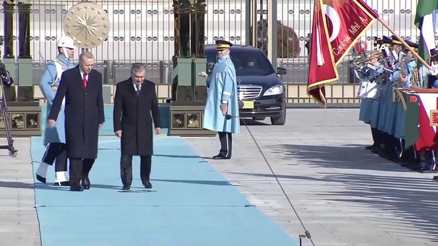 Cumhurbaşkanı Erdoğan, Özbek Cumhurbaşkanı Mirziyoyev’i Resmi Tören ile Karşıladı