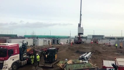 The first floor of STACK Seaburn being lifted into place