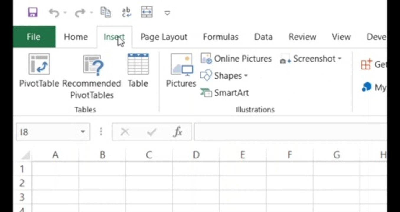 Insert Menu in MS Excel