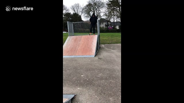 Father fails at showing off his skateboarding skills in shocking wipeout