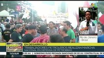 Trabajadores petroleros realizan marcha en Río de Janeiro
