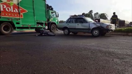 Batida entre moto e Del Rey deixa motociclista ferido no Trevo da Portal