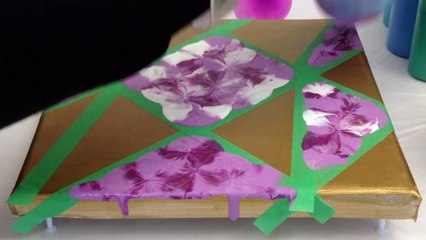 How to Paint with Tape and Balloons - Gold Kisses - Easy Acrylic Painting