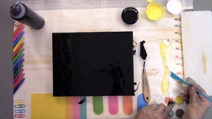 How to Paint with a String -  Gold Feather  - String Pull Easy Abstract Painting