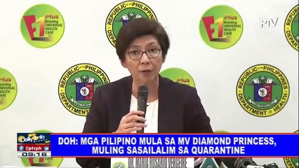 DOH: Mga Pilipino mula sa MV Diamond Princess, muling sasailalim sa quarantine