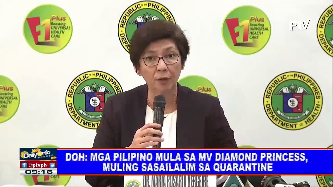 DOH: Mga Pilipino mula sa MV Diamond Princess, muling sasailalim sa quarantine