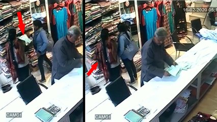 कपड़ों की  दुकान में सबके सामने सूट चुराती सीसीटीवी कैमरे में कैद हुईं दो महिला, देखें वायरल वीडियो