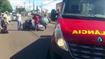 Carro e moto se envolvem em colisão no cruzamento das Ruas Natal e JK