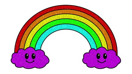 Coloring A Rainbow GLITTER Coloring Page | Drawing and coloring for kids