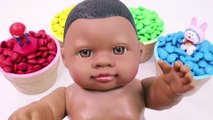 Learn Colors MandMs Chocolate Ice Cream Cups Baby Doll Surprise Toys For Kid Children