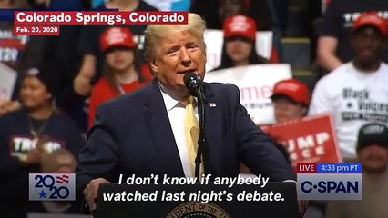 Download Video: Trump Mocks Mike Bloomberg And Amy Klobuchar's Debate Performance: 'She Choked'