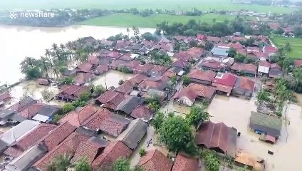 Hundreds of homes affected by floods in Karawang region of Indonesia