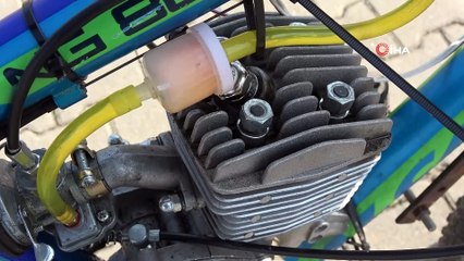 Hayali olan otomobili alamayınca bisikletine motor taktı