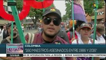 Maestros colombianos, en paro de 48 horas en exigencia de seguridad