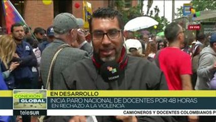 Maestros de Colombia realizan paro en rechazo a la violencia