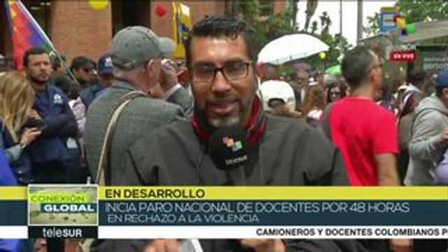 Maestros de Colombia realizan paro en rechazo a la violencia
