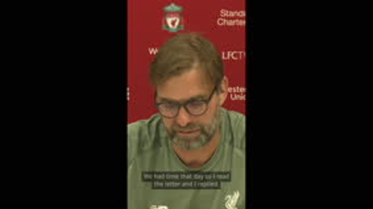 Klopp enjoyed replying to 'cheeky' Man United fan letter