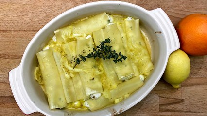 Recette : Cannelloni farcis aux trois fromages et aux agrumes