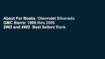About For Books  Chevrolet Silverado GMC Sierra: 1999 thru 2006 2WD and 4WD  Best Sellers Rank : #2