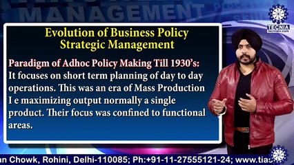 BBA || Mr. INDERPREET SINGH || Evolution of Business Policy & Strategic Management || TIAS || TECNIA TV