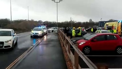 Car flips on to its roof near Waterlooville McDonald's