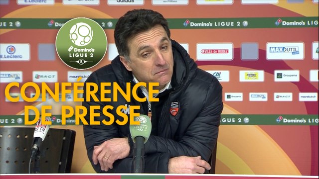 Conférence de presse Rodez Aveyron Football - FC Lorient (0-1) : Laurent PEYRELADE (RAF) - Christophe PELISSIER (FCL) - 2019/2020