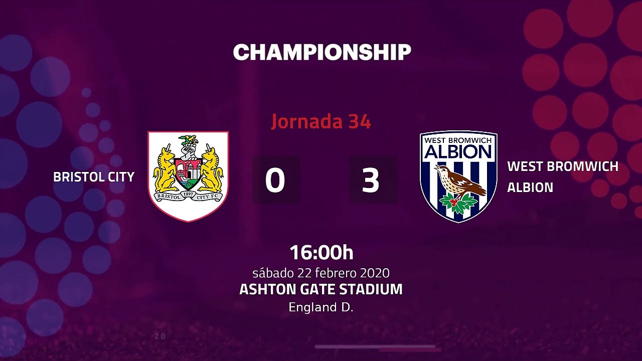 Resumen partido entre Bristol City y West Bromwich Albion Jornada 34 Championship