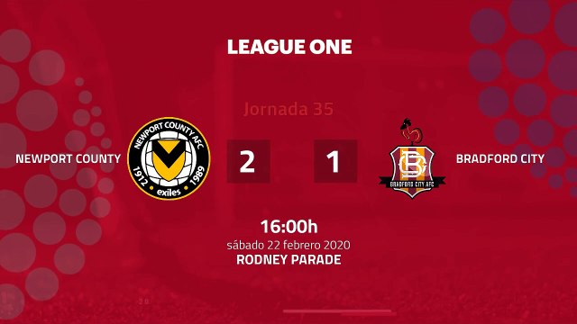 Resumen partido entre Newport County y Bradford City Jornada 35 League Two