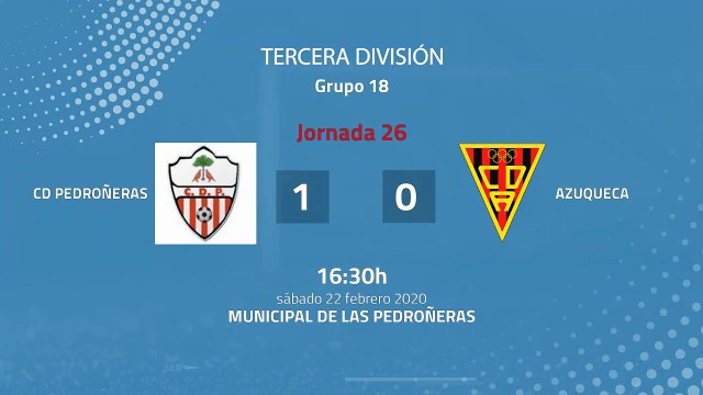 Resumen partido entre CD Pedroñeras y Azuqueca Jornada 26 Tercera División