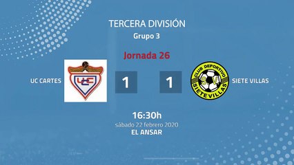 Resumen partido entre UC Cartes y Siete Villas Jornada 26 Tercera División