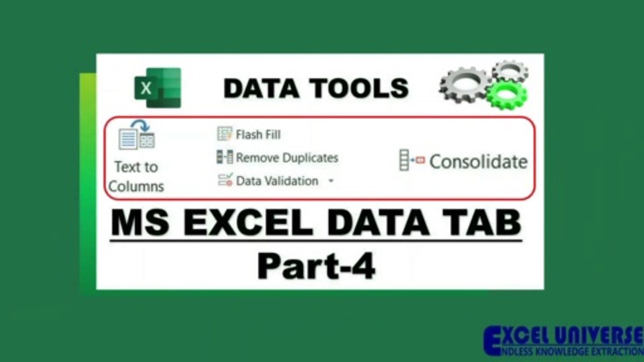 MS Excel Data TAB Part 4-Data Tools and Outline