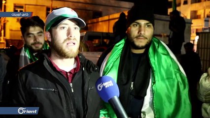 مظاهرة في مدينة إعزاز شمال حلب دعما للفصائل المقاتلة