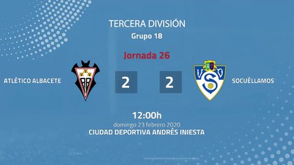 Resumen partido entre Atlético Albacete y Socuéllamos Jornada 26 Tercera División