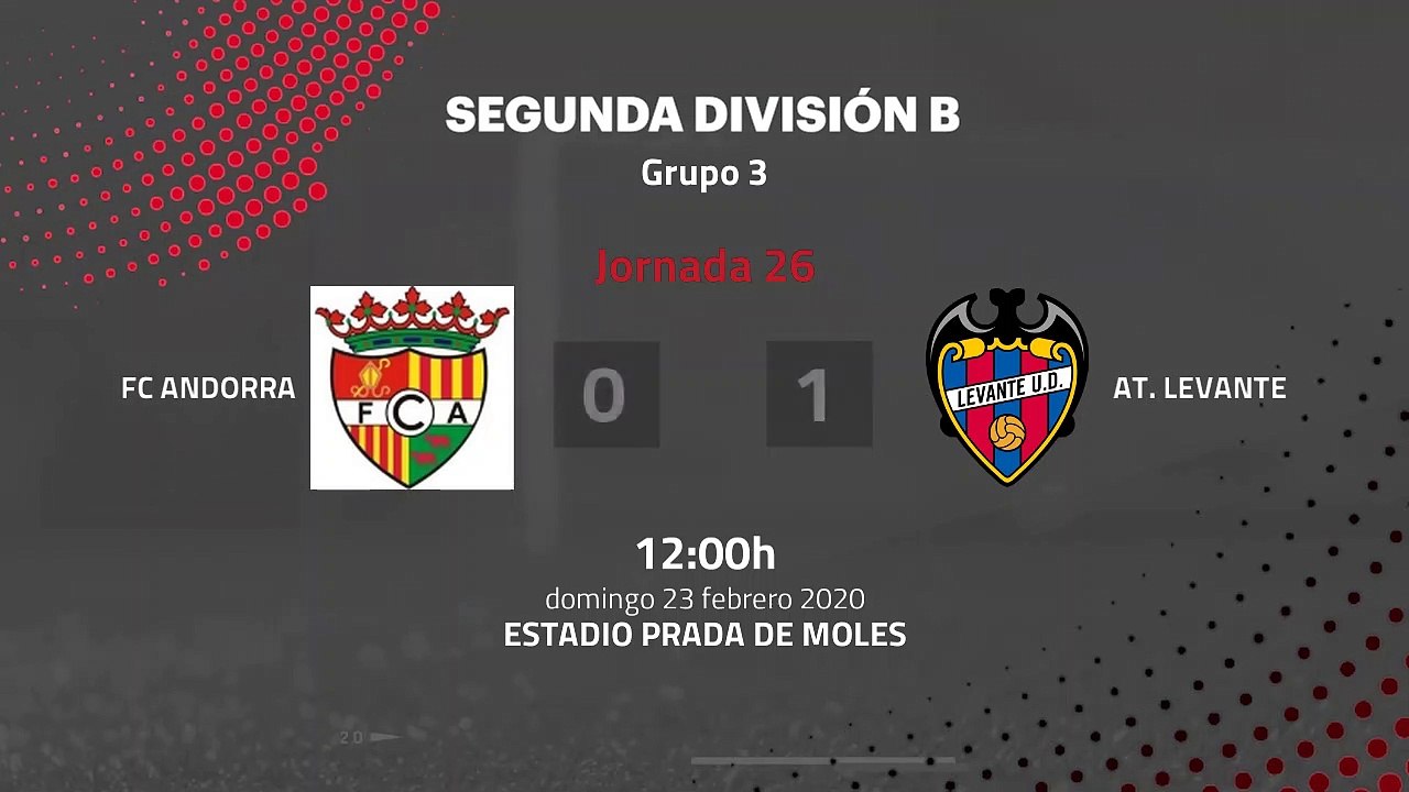Resumen partido entre FC Andorra y At. Levante Jornada 26 Segunda División B