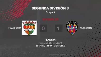 Resumen partido entre FC Andorra y At. Levante Jornada 26 Segunda División B